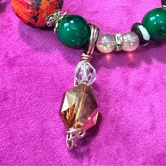 Handmade one-of-a-kind hand painted bracelet with charms ethnic tribal boho 3130 - Picture 5 of 11